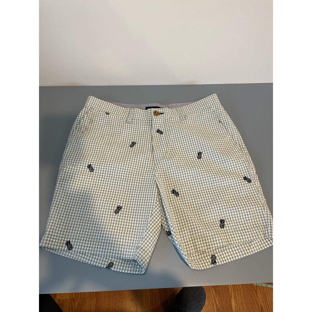 Tommy Hilfiger womens shorts seersucker pineapple embroidery size 32